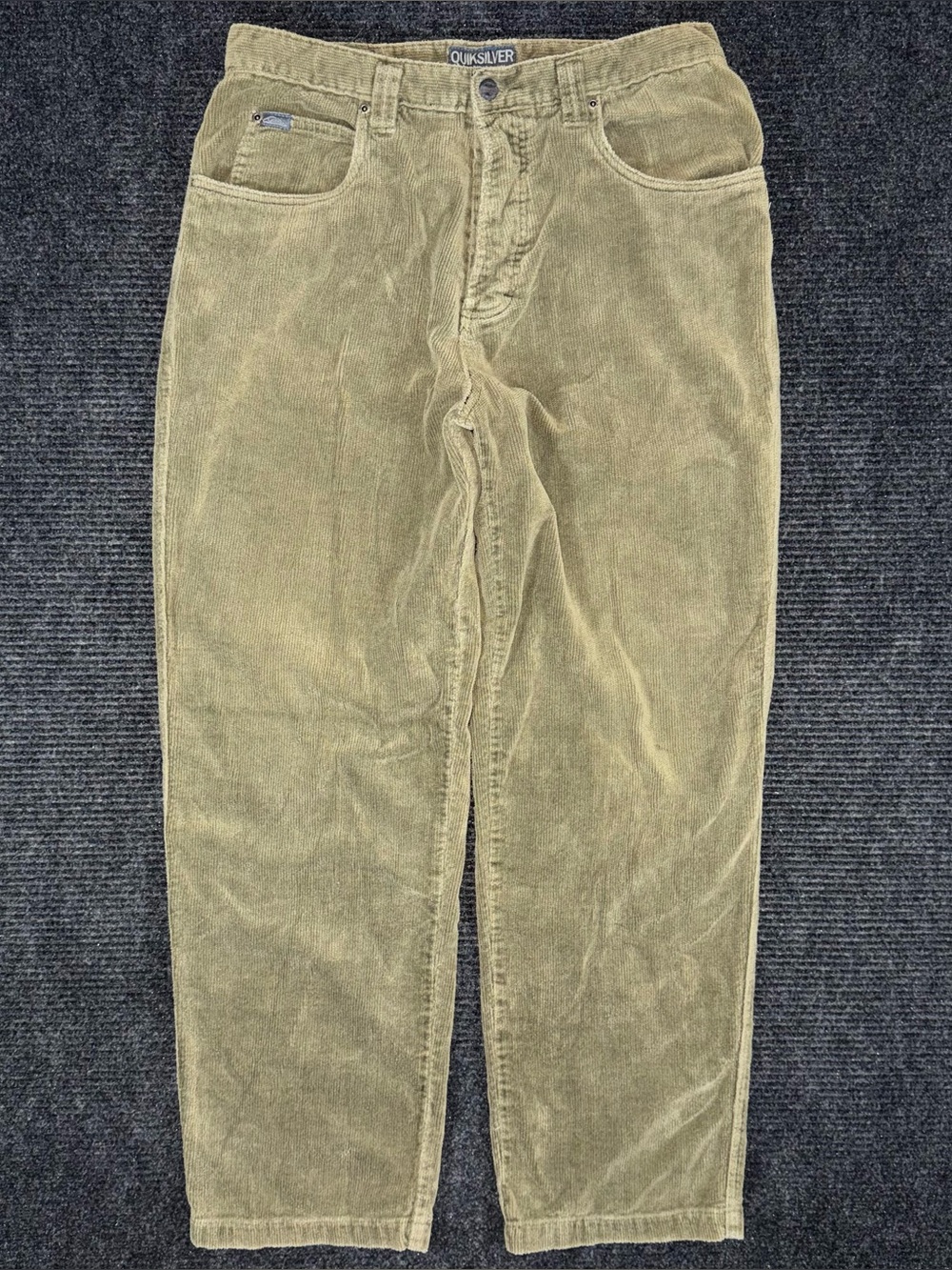 Vtg Quiksilver Pants Mens 33 Green Corduroy Straight Leg Loose 90s Surf Street